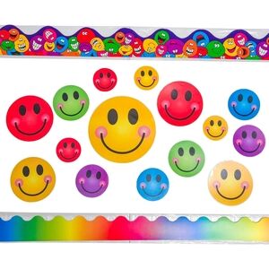 Smiley Face Rainbow Colors Laminated Teacher Bulletin Board Set